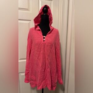 Varsity Pink Linen Hooded Top